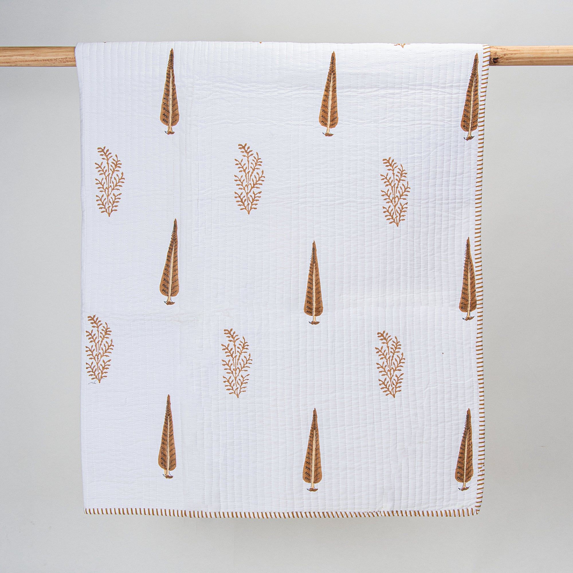 Reversible Brown Leaf Printed Cotton Soft Baby Blankets 127